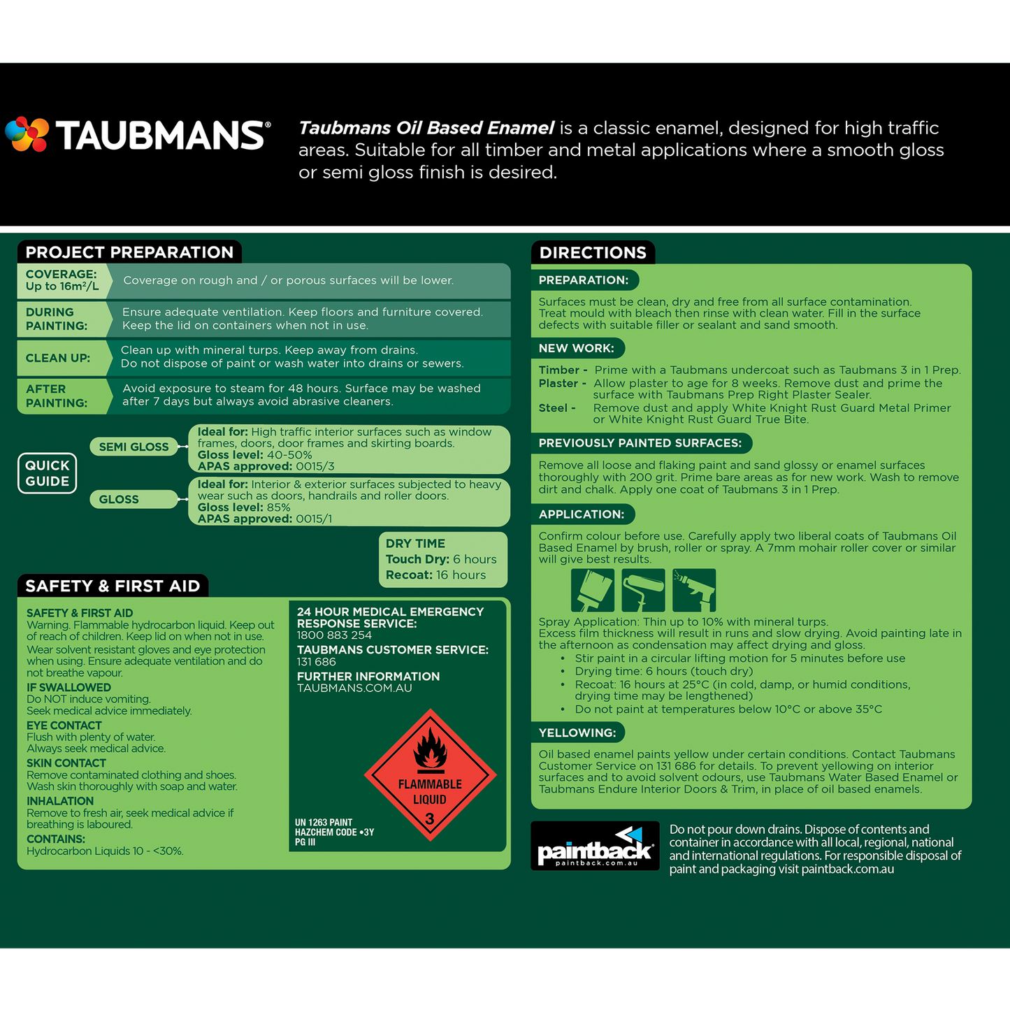 Taubmans Hi C Yellow Gloss Oil Based Enamel - 1L