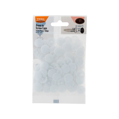 Taskmaster Screw Caps - 10mm - White - 100 Pack
