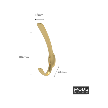 Mode Single Brushed Brass Hat Coat Hook - 18 x 104 x 44mm