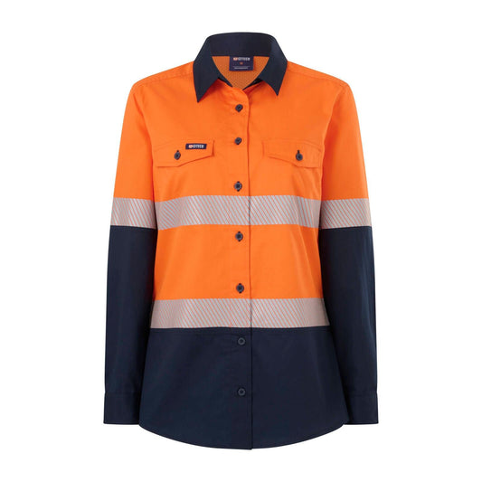 Citeco Womens Long Sleeve Shirt - Size 14 - Orange Navy