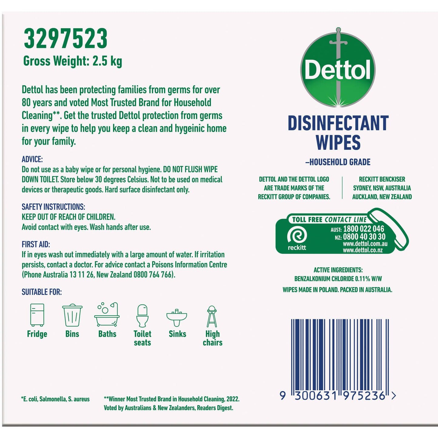 Dettol Multi Purpose Disinfectant Cleaning Wipes - 440 Pack
