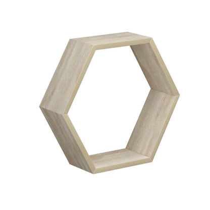 Flexi Storage Oak Hexagonal Shelf - 350mm x 304mm x 100mm - Oak Finish