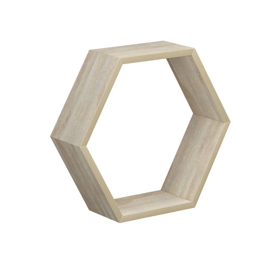 Flexi Storage Oak Hexagonal Shelf - 350mm x 304mm x 100mm - Oak Finish