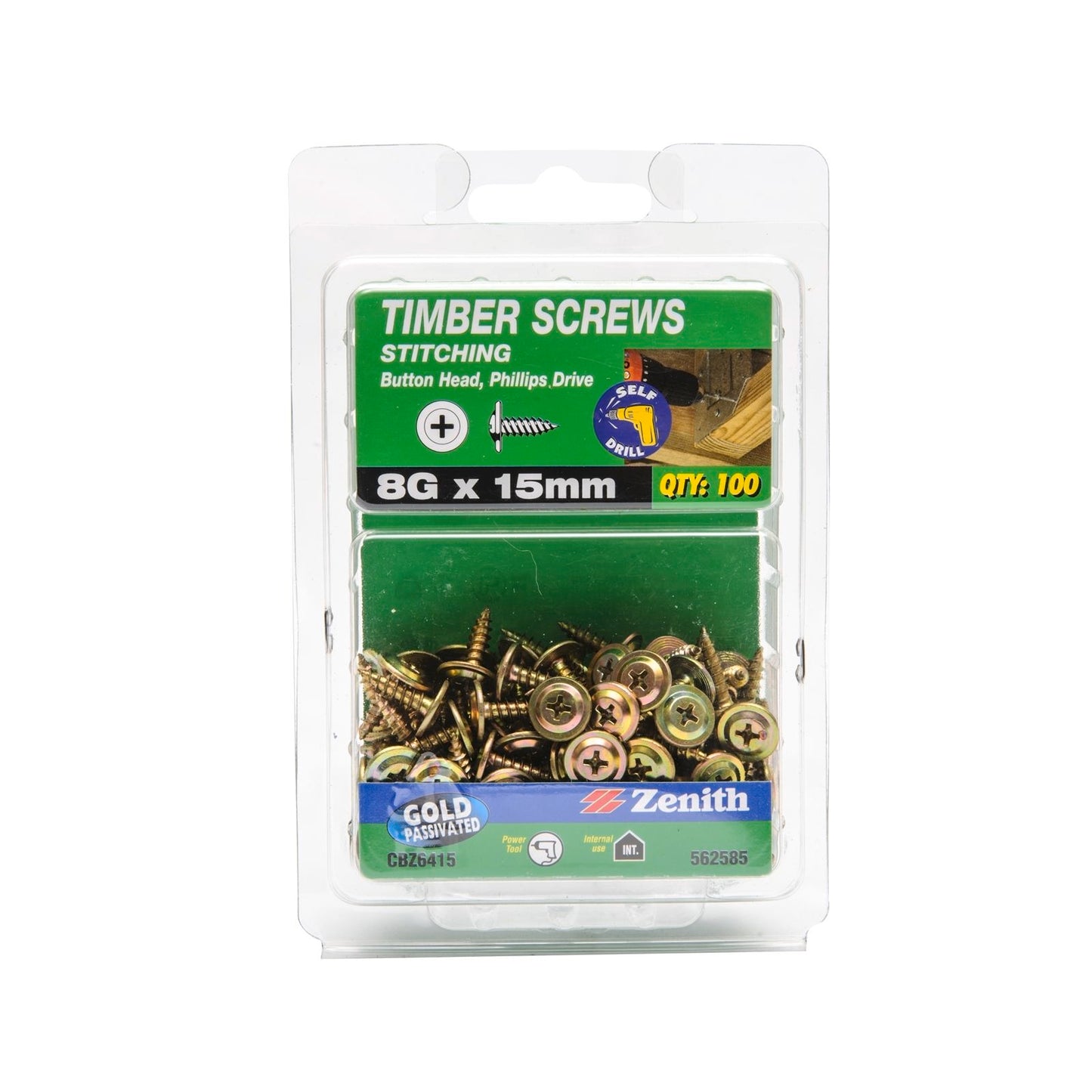 Zenith 8g x 15mm - Gold - 100 Pack