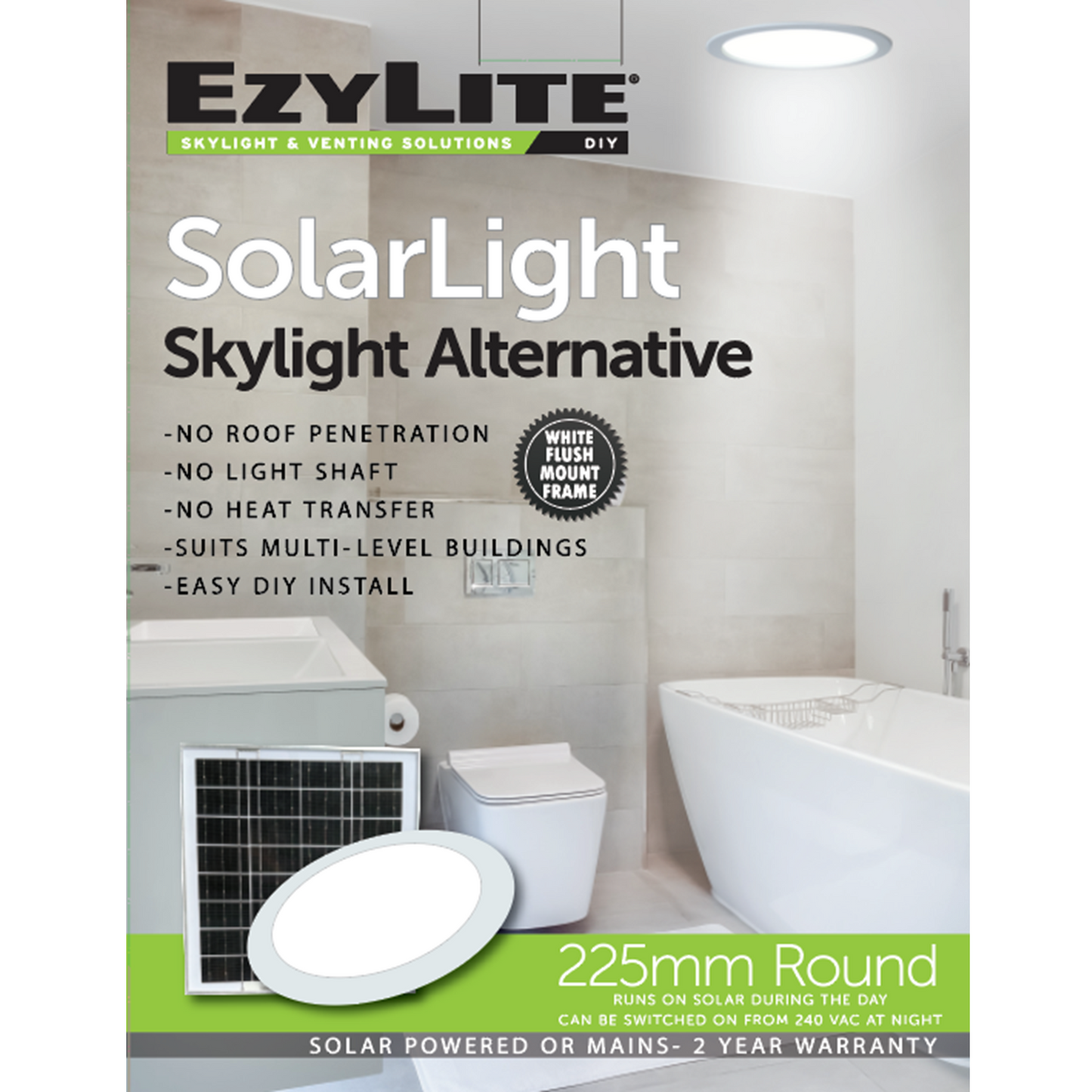 Ezylite Round Hybrid Skylight Alternative - 225mm