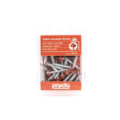 Pryda Timber Connector Screw - 12g x 35mm - 50 Pack