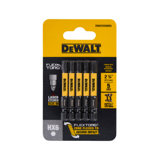 Dewalt Flextorq Screwdriver Bits 57mm HX6 5 Pack