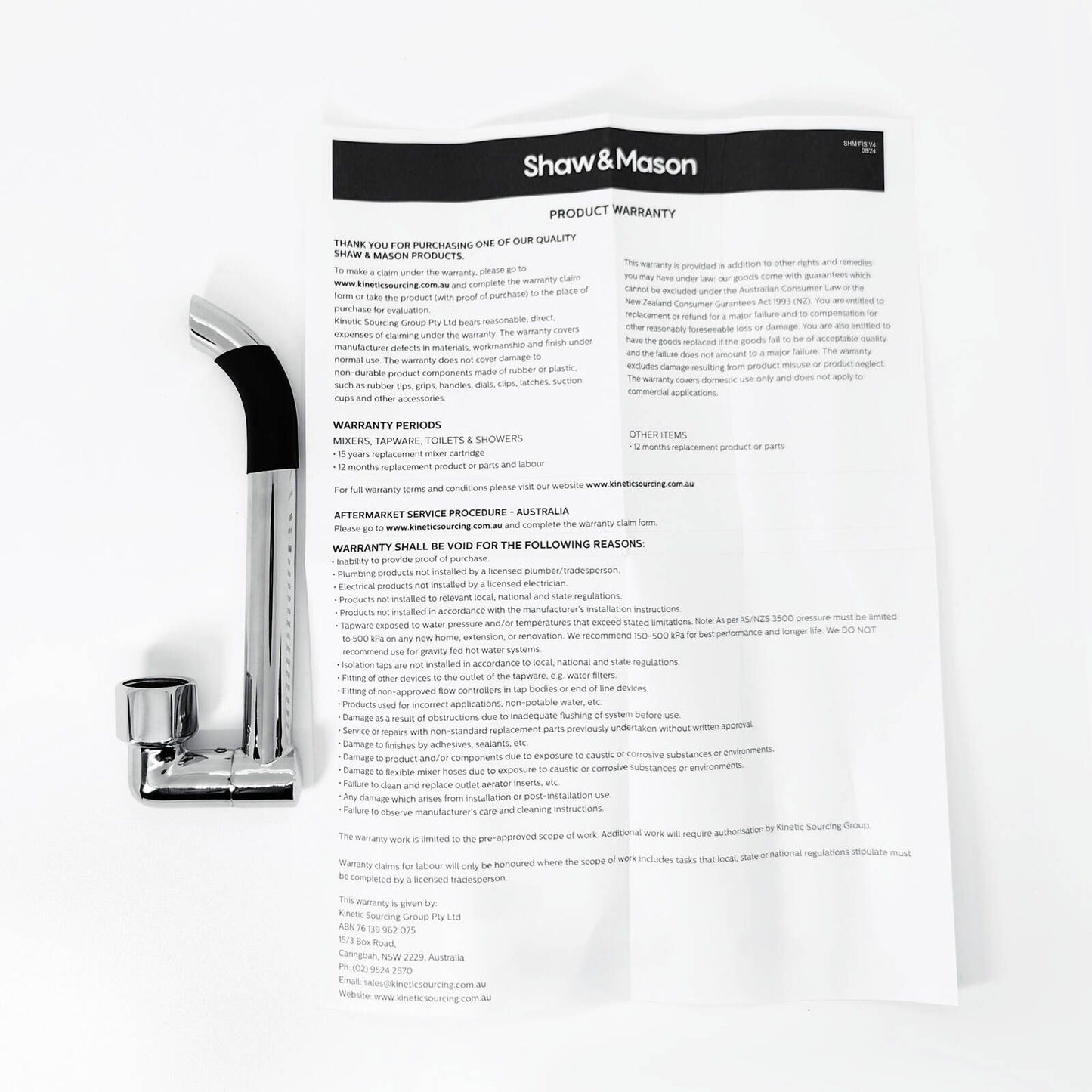 Shaw Mason Chrome Swivel Laundry Arm - 180mm