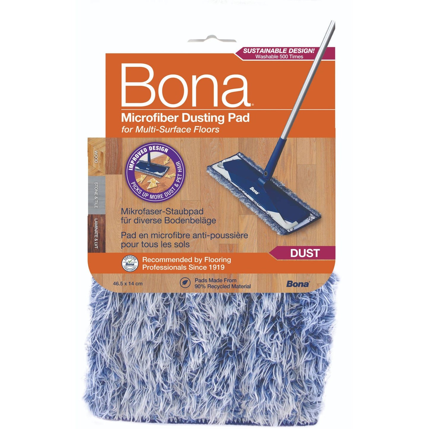 Bona Microfibre Dusting Pad - 400 x 140mm - Blue