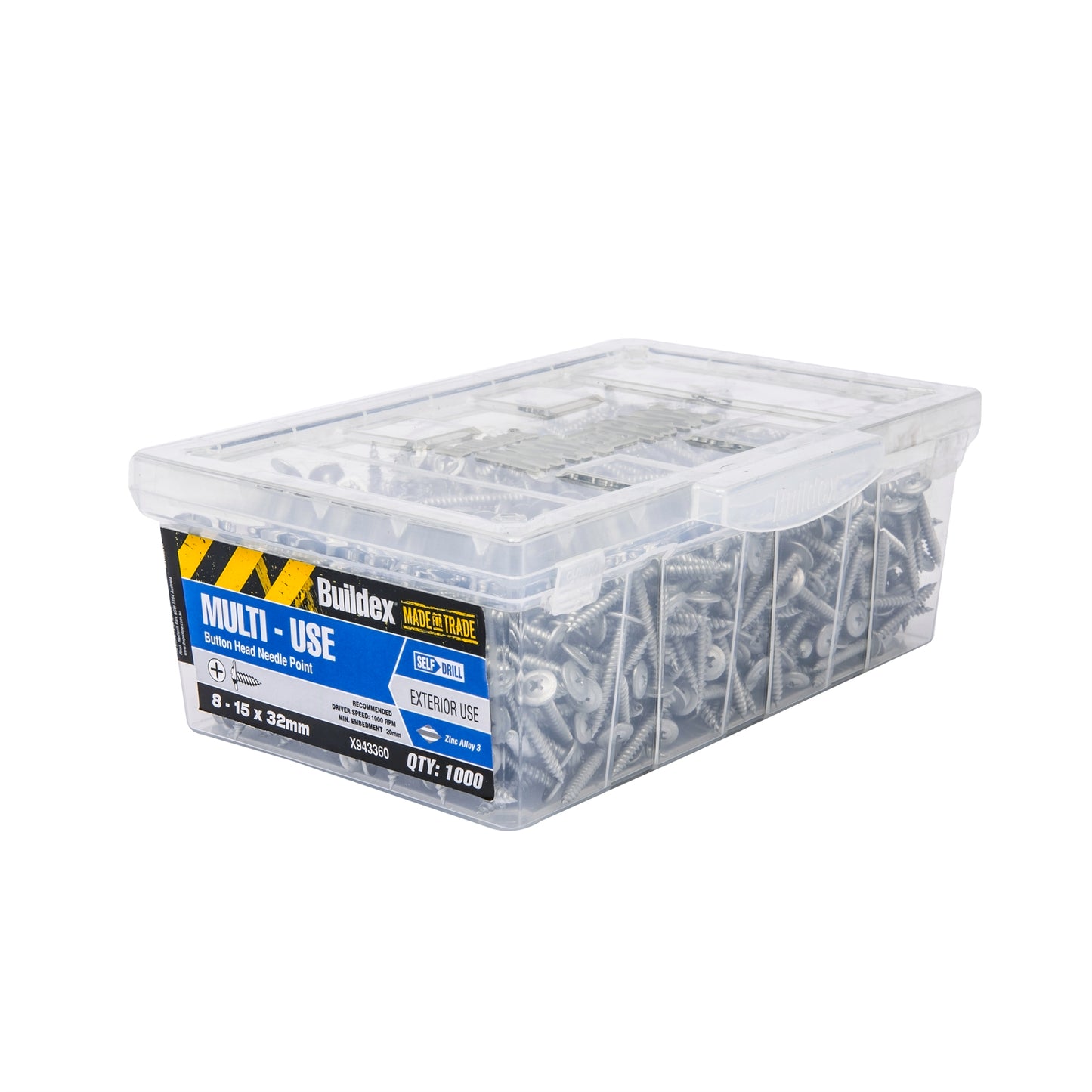 Buildex Button Head Needle Point Screws - 15x32mm - 1000 Box