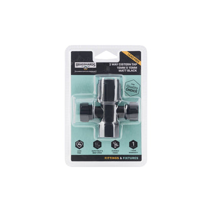 Brasshards 2 Way Cistern Tap - 15 x 15mm - Black Matt