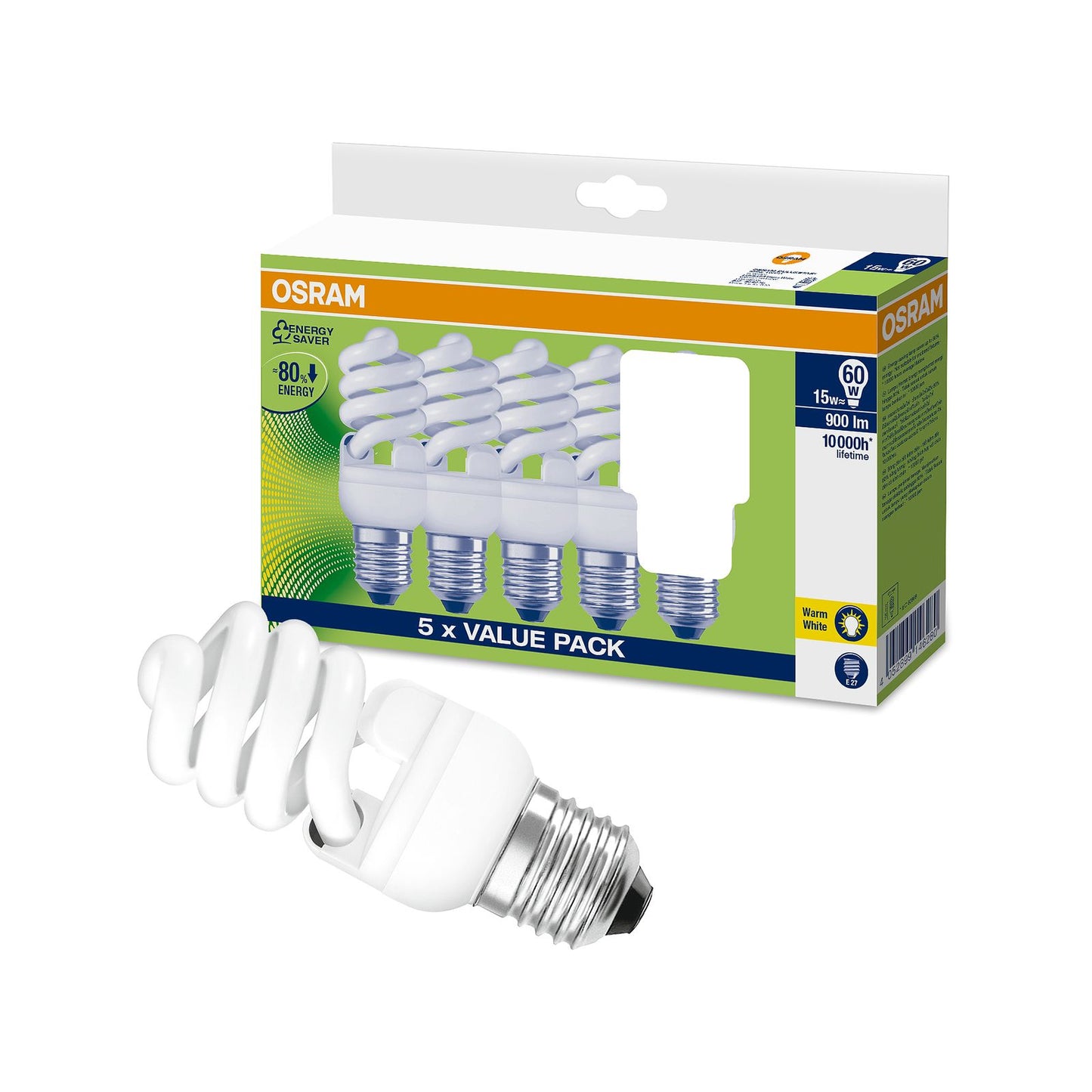 Osram Mini Cfl Light Globes - 15W E27 - 5 Pack