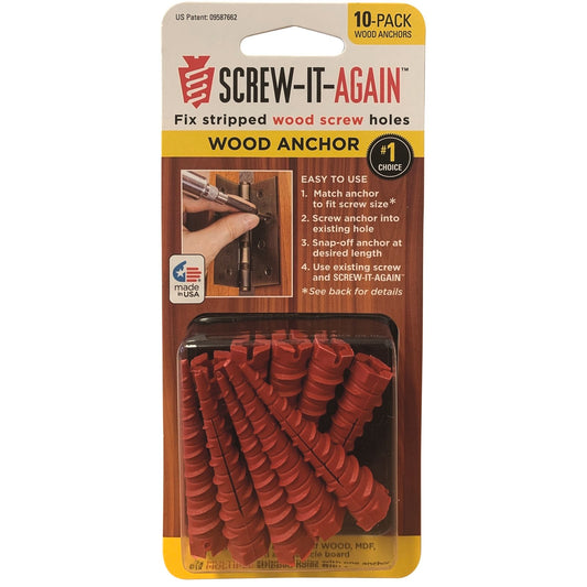 Screw It Again Screw Hole Repair Wood Anchor - 10 Pack