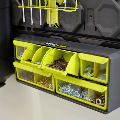 Ryobi Link Small Wall Parts Organiser - 168 x 94 x 394mm - 6 Bins