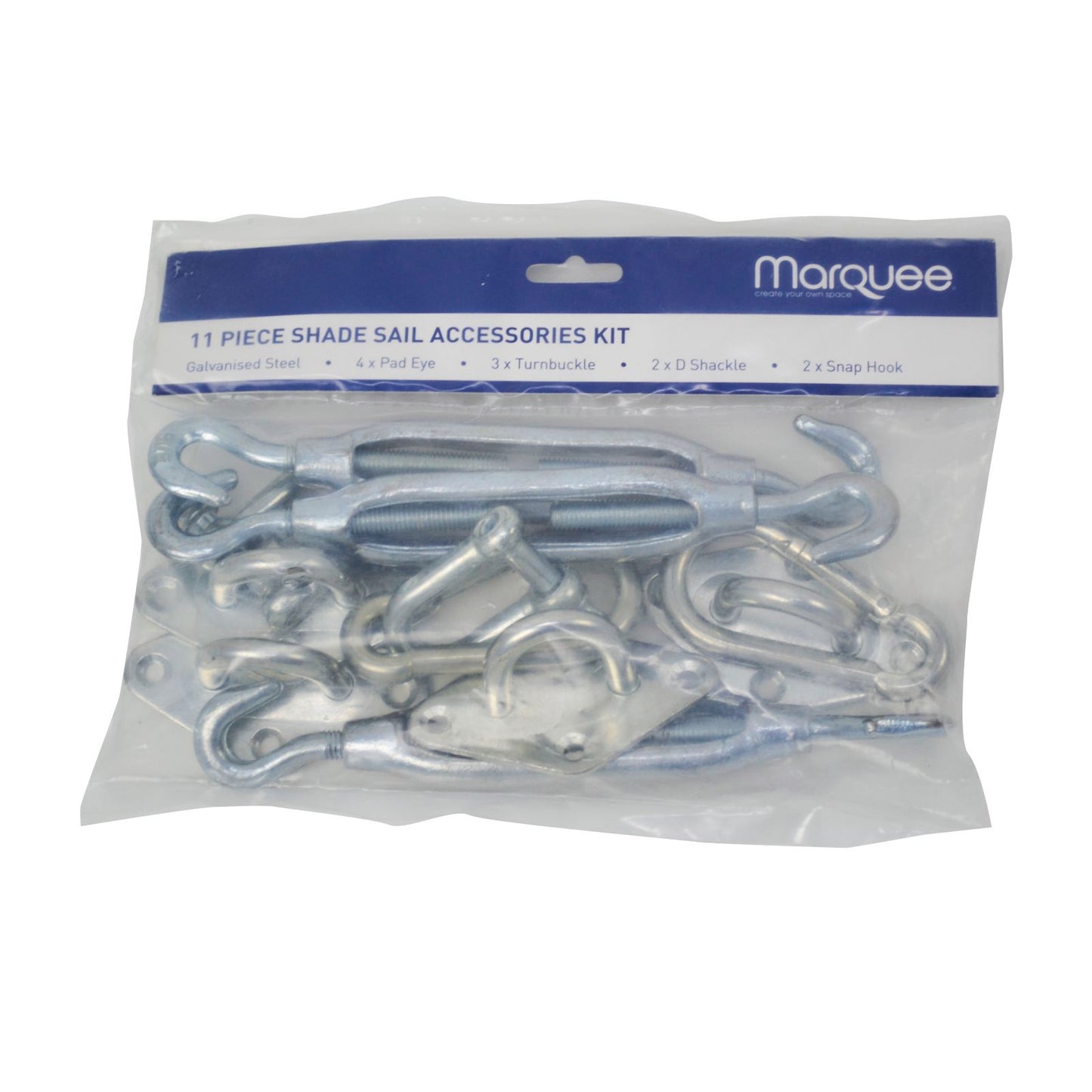 Shade Sail Accessory Marquee Fastener Kit - 11pc - 225 x 160 x 20mm