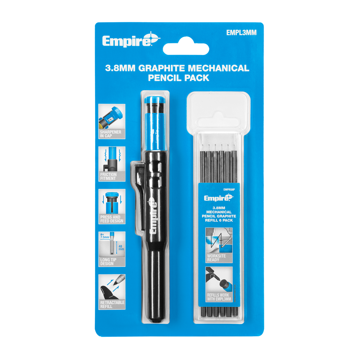 Empire Graphite Mechanical Pencil - 8mm - 1 Pencil + 6 Refills