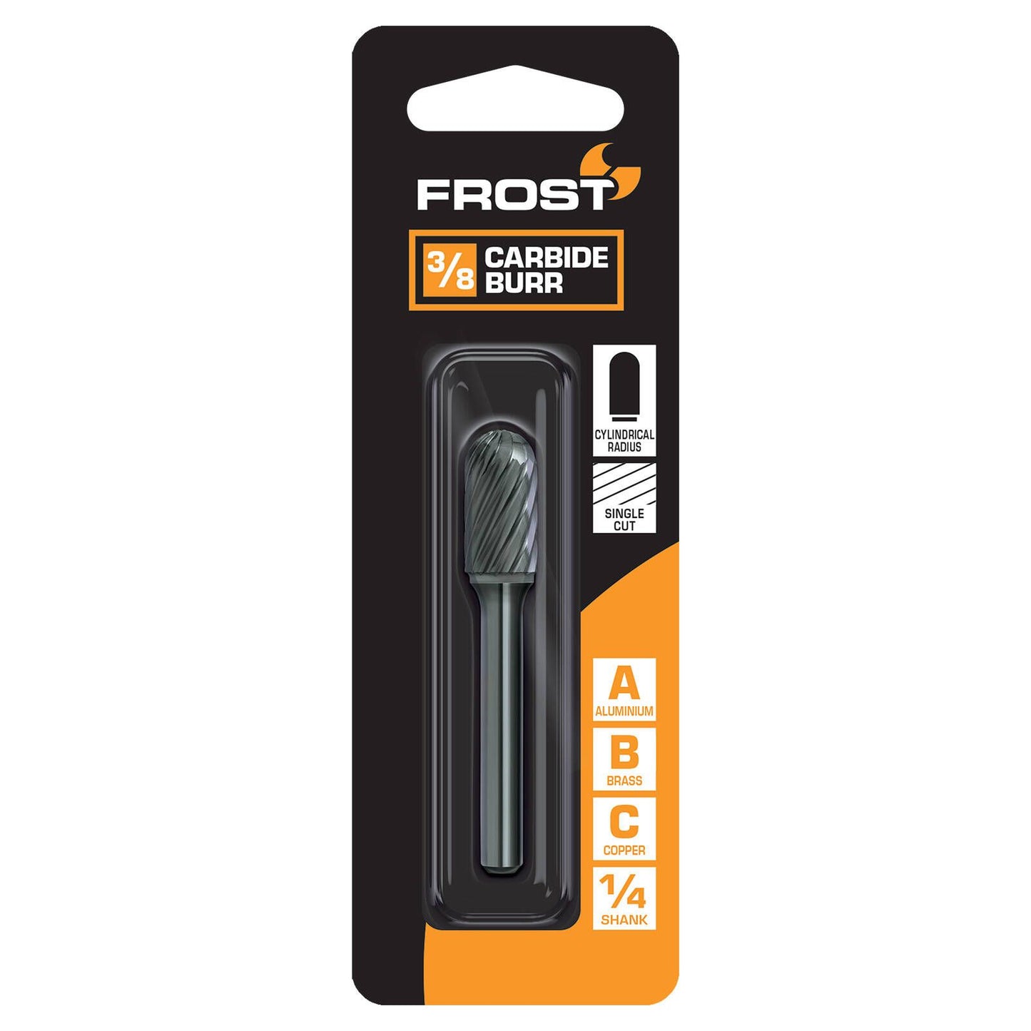 Frost Carbide Burr - Cylindrical Radius - 3/8" - 1/4" Shank