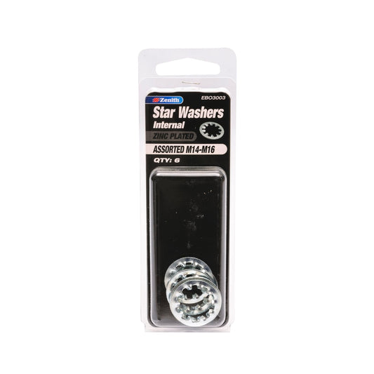 Zenith Zinc Plated Internal Star Washer Assorted M14 to M16 - 6 Pack