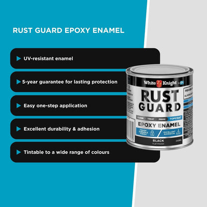 White Knight Rust Guard Black Flat Epoxy Enamel Paint - 250ml