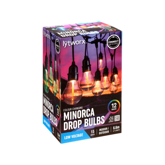 Lytworx Colour Change Connectable Minorca Party Lights - 12 Bulbs - 6.6m