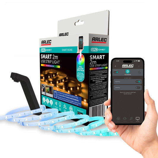 Arlec Black Grid Connect Smart USB Strip Light with Bluetooth - 2m