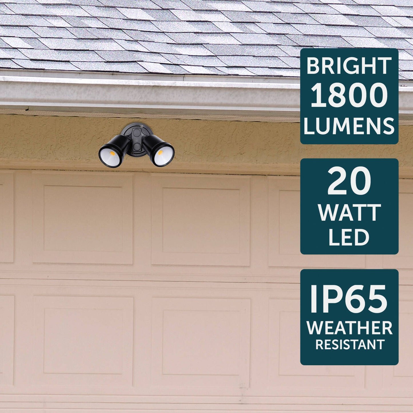 Brilliant Black Raptor III Twin Flood Light - 20W - 1800 Lumens