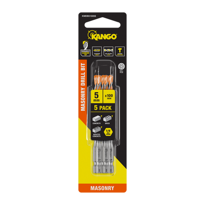 Kango Masonry Drill Bit - 5mm x 100mm - 5 Pack