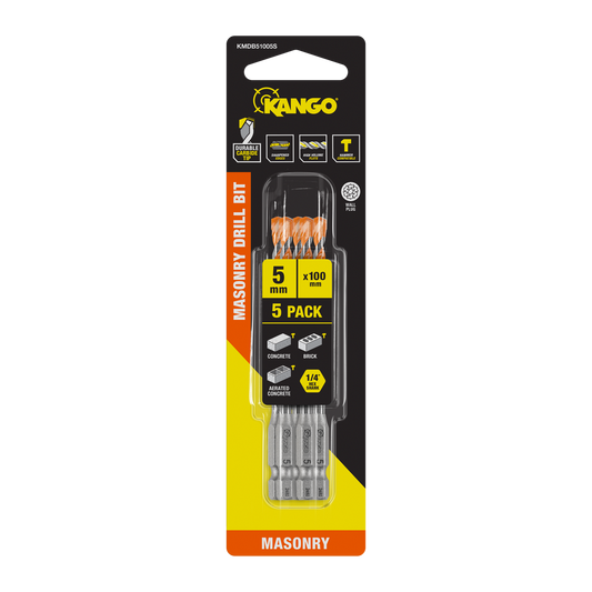 Kango Masonry Drill Bit 5mm x 100mm 5 Pack