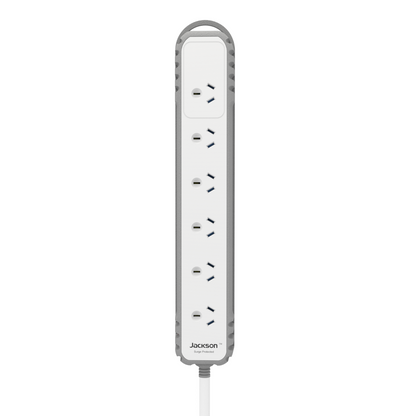 Jackson Rugged Home Powerboard - 6 Outlet - 0.9m - Grey