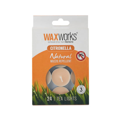 Waxworks Orange Citronella Candle Tea Lights - 135 x 180mm - 24 Pack
