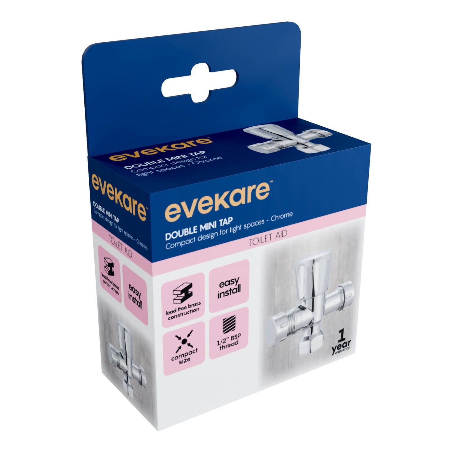 Evekare Chrome Double Mini Cistern Stop Tap - 15 x 15mm