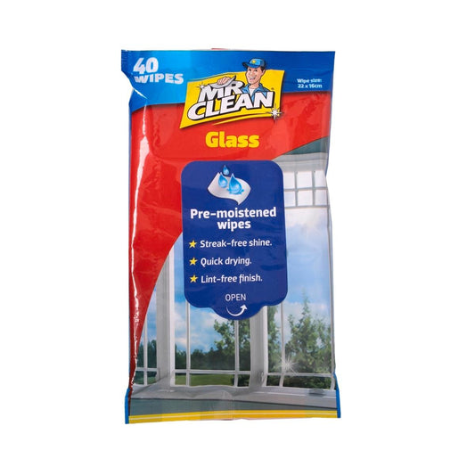 Mr Clean Glass Pre-moistened Wipes - 40 Pack