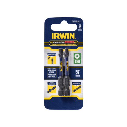 Irwin Impact Pro Performance Bits - T20 - 57mm - 2 Pack