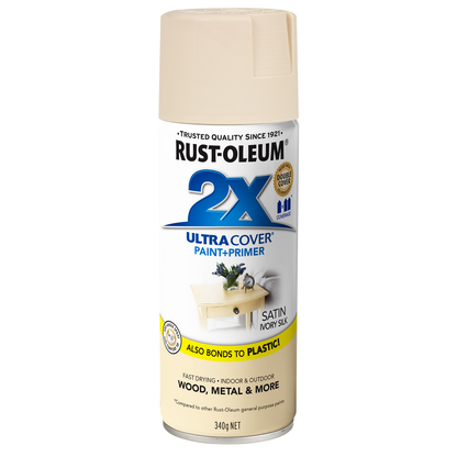 Rust Oleum 2X Ultra Cover Spray Paint - 340g - Satin Ivory Silk