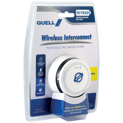 Quell Q5000 Wireless Interconnect Photoelectric Smoke Alarm - 10 Year - 78mm