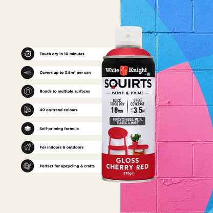 White Knight Squirts Cherry Red Gloss Spray Paint - 310g
