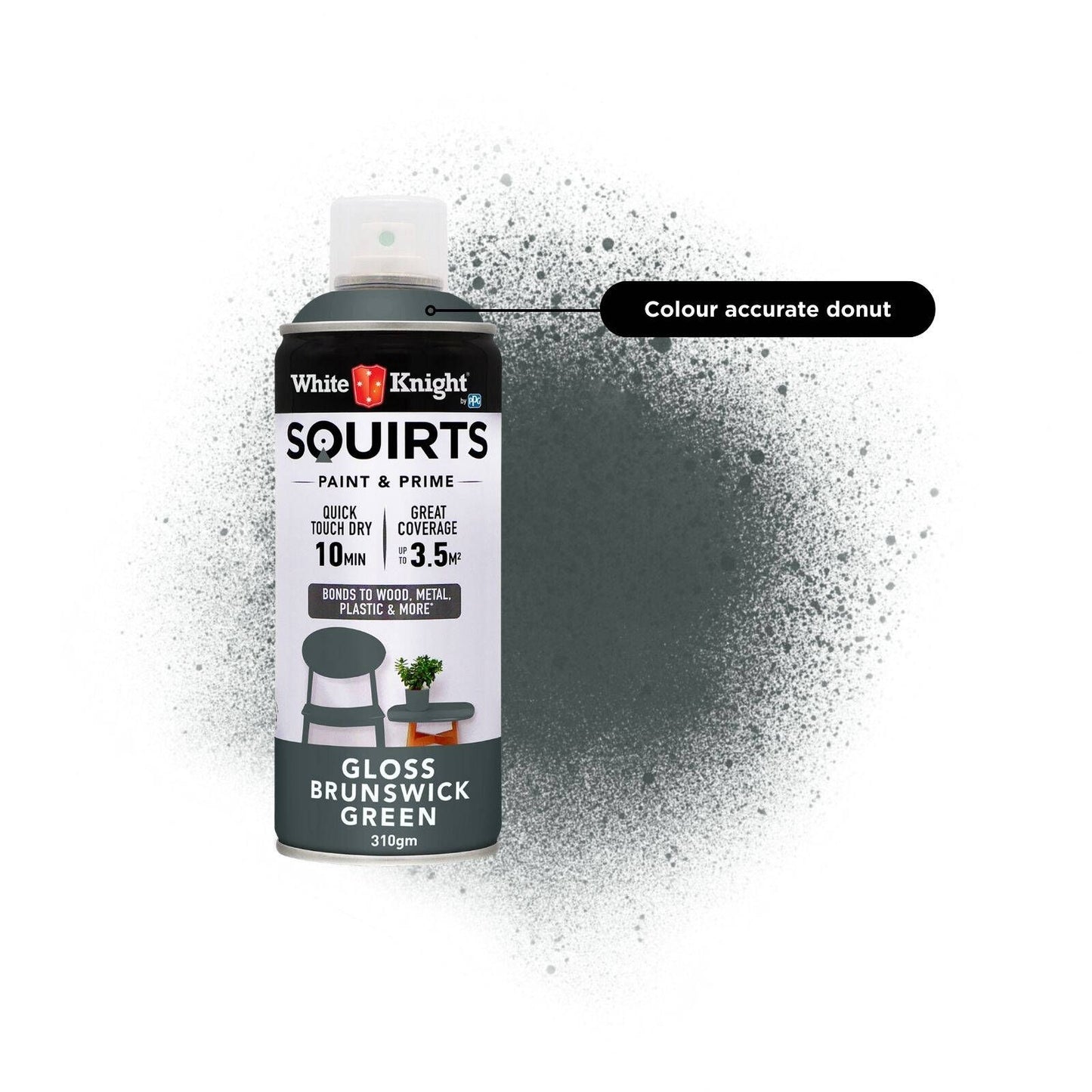 White Knight Squirts Brunswick Green Gloss Spray Paint - 310g