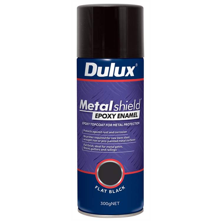 Dulux Metalshield Epoxy Enamel Spray Paint - 300g - Flat Black