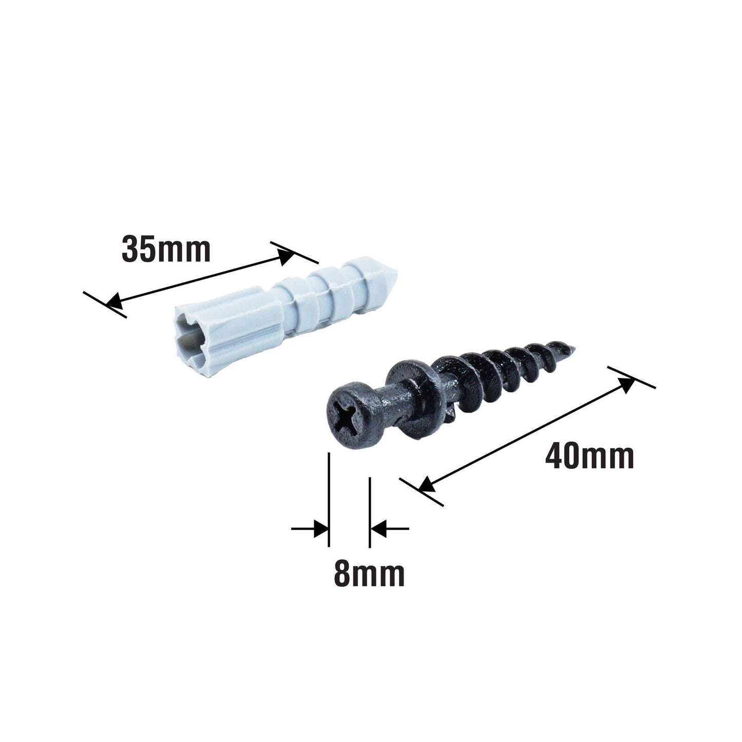 Everhang Heavy Duty Picture Hanging Screw Set - 8 x 40mm - 2 Pack - Black