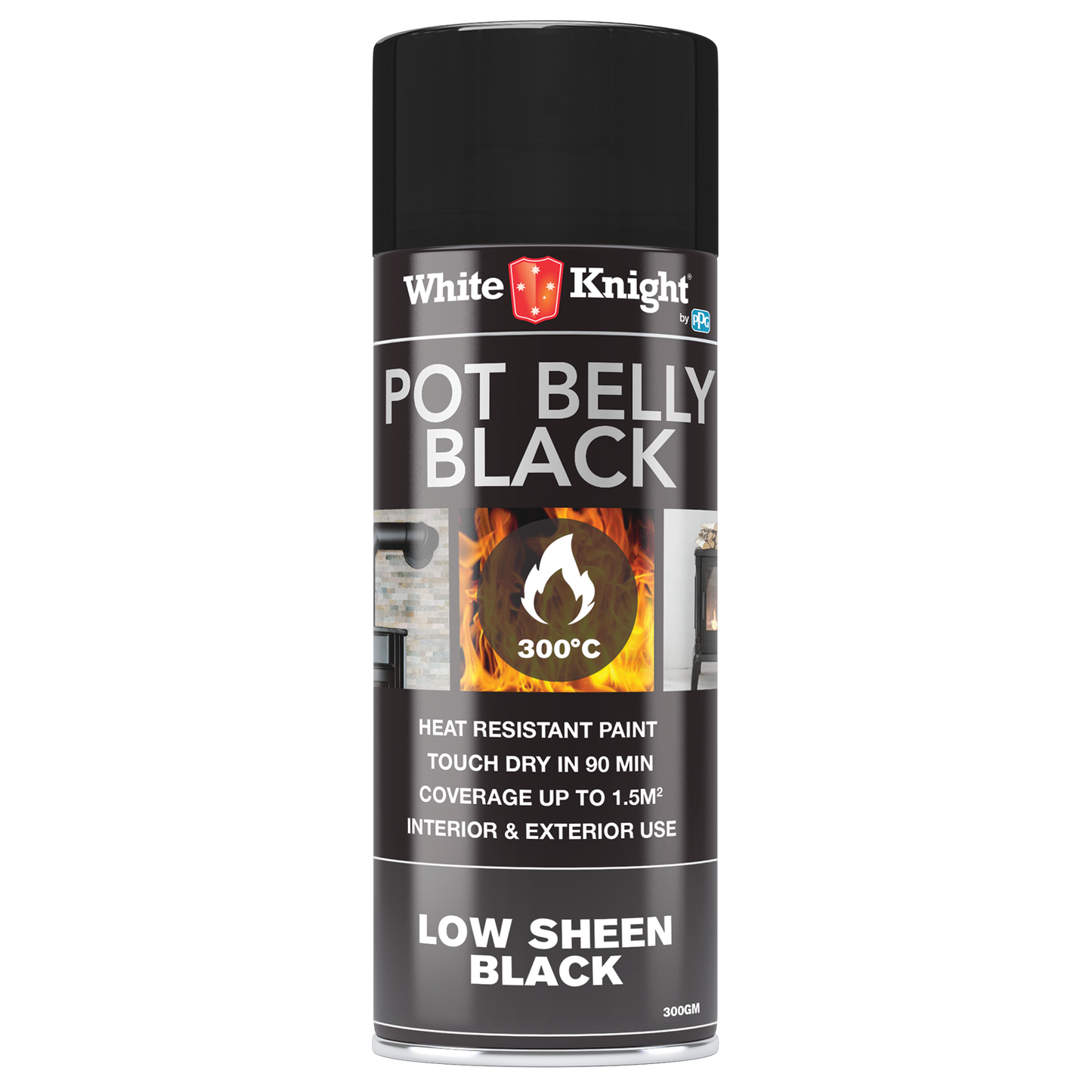 White Knight Hi Temp Spray Paint - 300g - Black Low Sheen