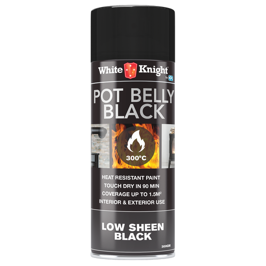 White Knight Hi Temp Spray Paint - 300g - Black Low Sheen