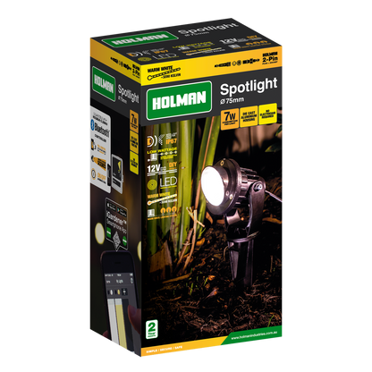 Holman 75mm Warm White Spotlight - 7W - Waterproof - DIY Friendly