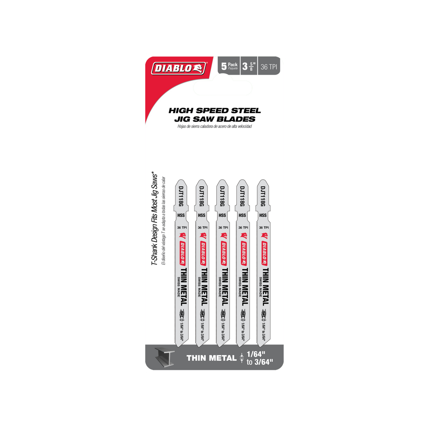 Diablo High Speed Steel Jig Saw Blade - 92mm - 5 Pack