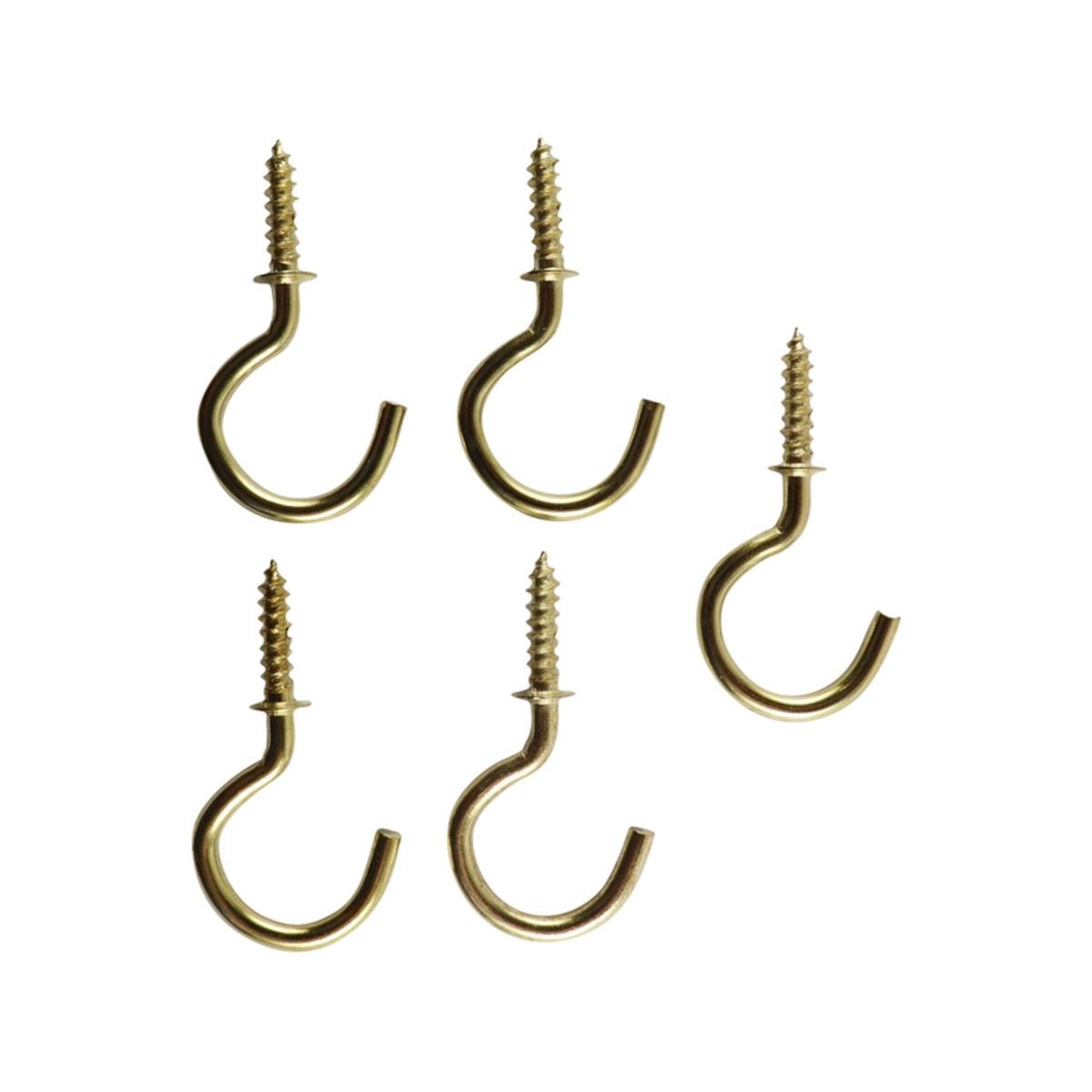 Everhang Cup Hooks - 15mm - Brass Plated - 5 Pack