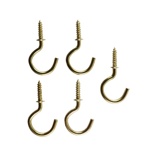 Everhang Cup Hooks - 15mm - Brass Plated - 5 Pack