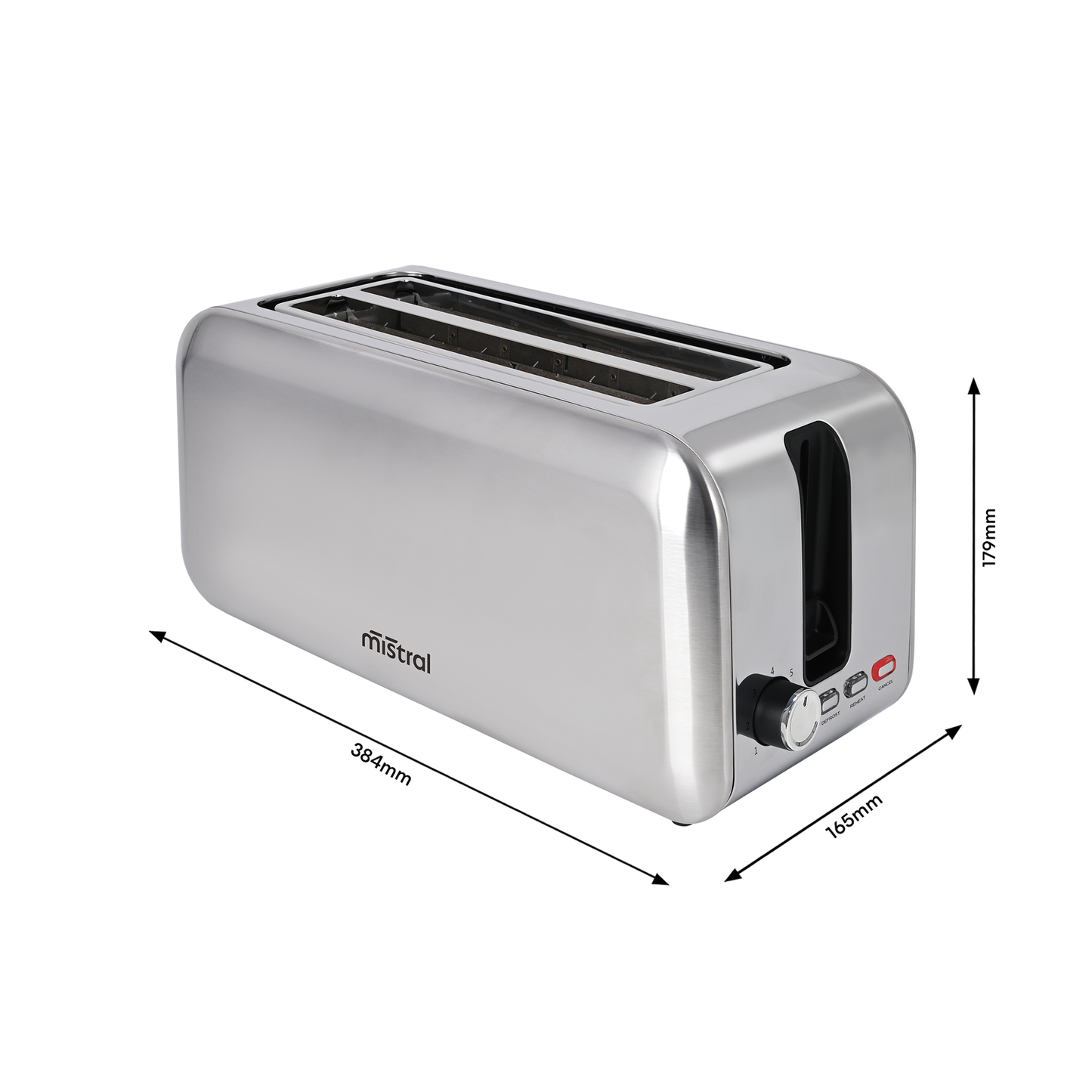 Mistral 4 Slice Toaster - Stainless Steel - 384 x 179 x 165mm