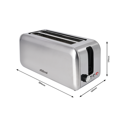 Mistral 4 Slice Toaster - Stainless Steel - 384 x 179 x 165mm