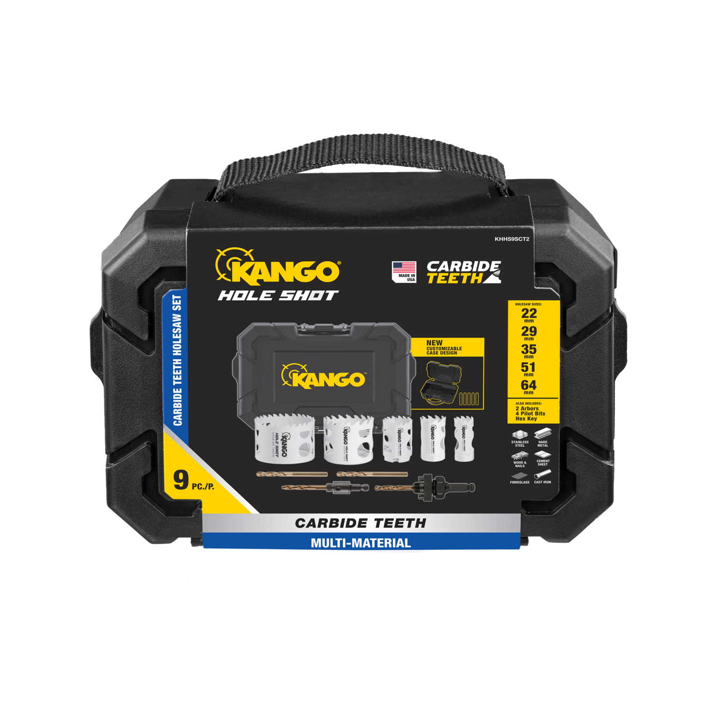 Kango Hole Shot Carbide Teeth Hole Saw Set - 9 Piece - 228 x 238mm