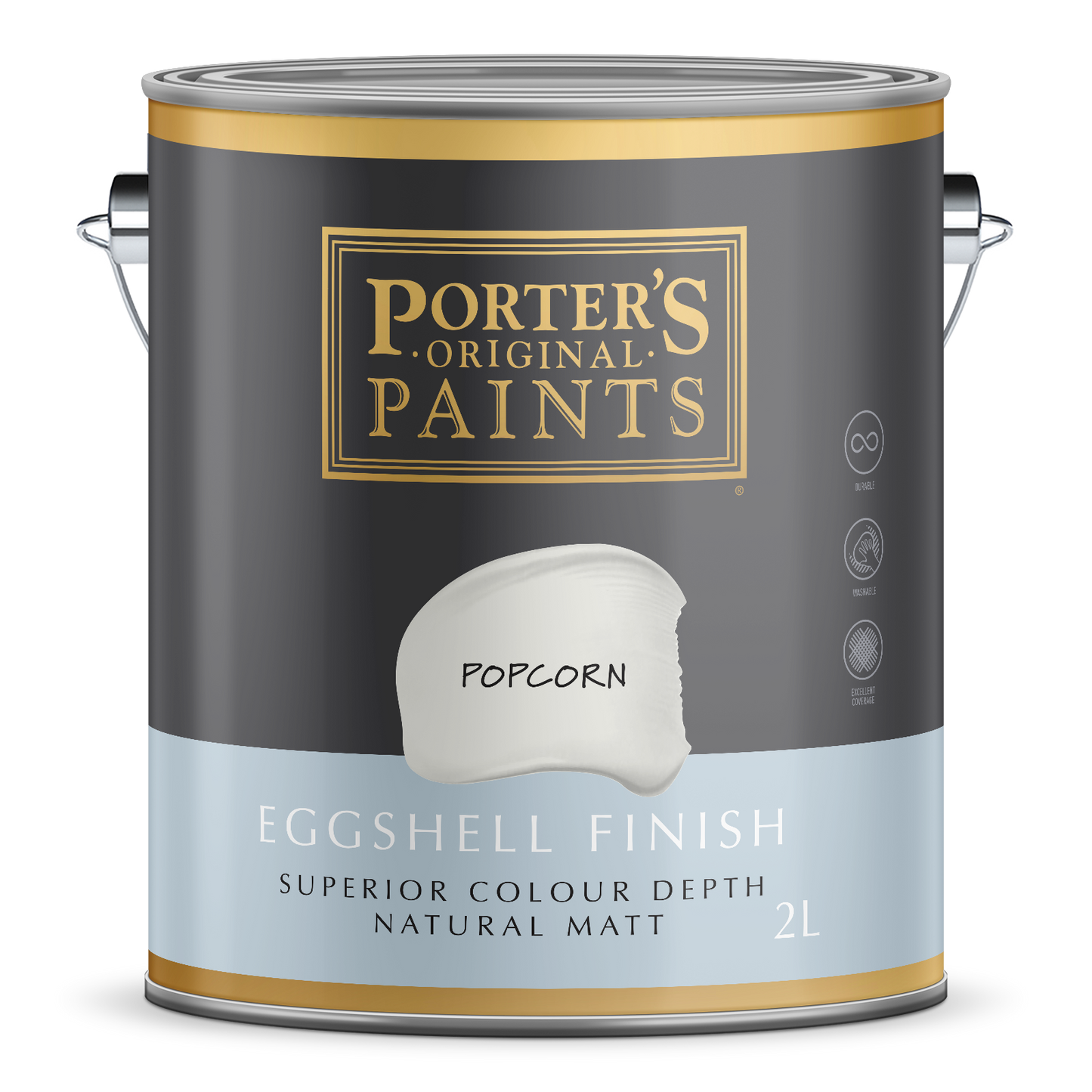 Porter's Washable Paint - 2L - Popcorn - Eggshell