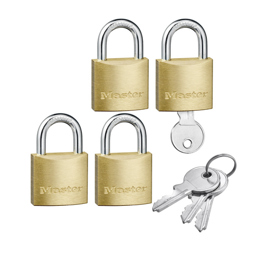 Master Lock 30mm Brass Keyed Padlock 4 Pack - Rust Resistant